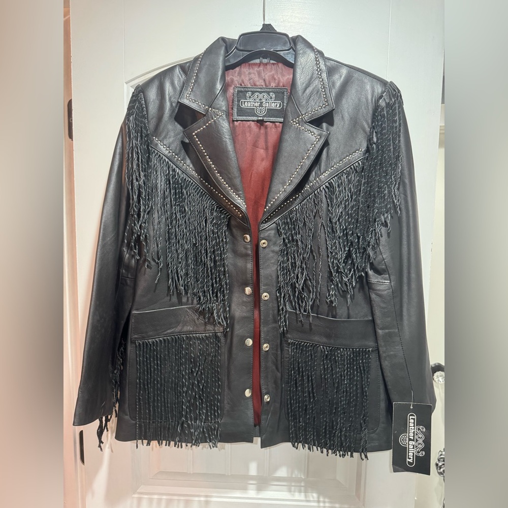 Leather Gallery Black Fringe Leather Jacket